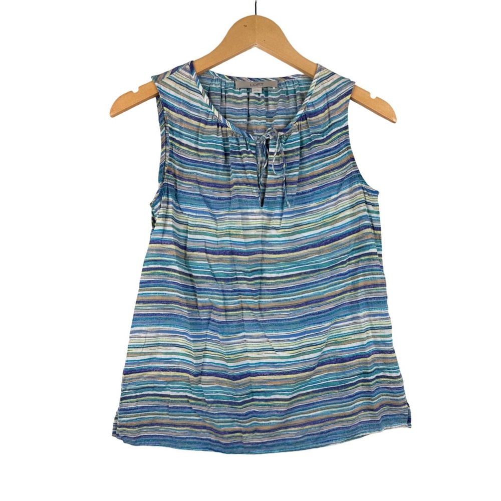 Ann Taylor Loft Striped Sleeveless Blouse size XS Blue/Multicolor